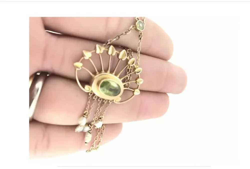 Art Nouveau Fascinating Peridots Necklace Gold 9C… - image 6