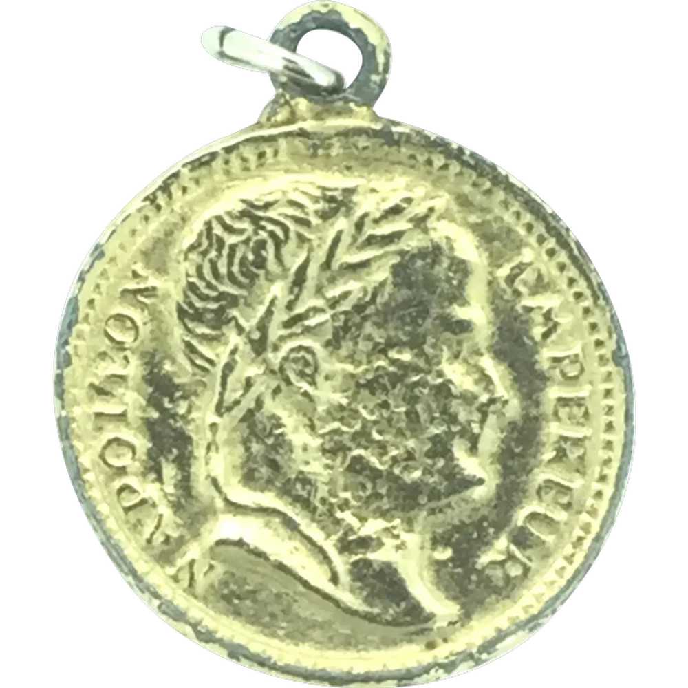 Napoleon Emperor Textured Costume Medal Pendant G… - image 1