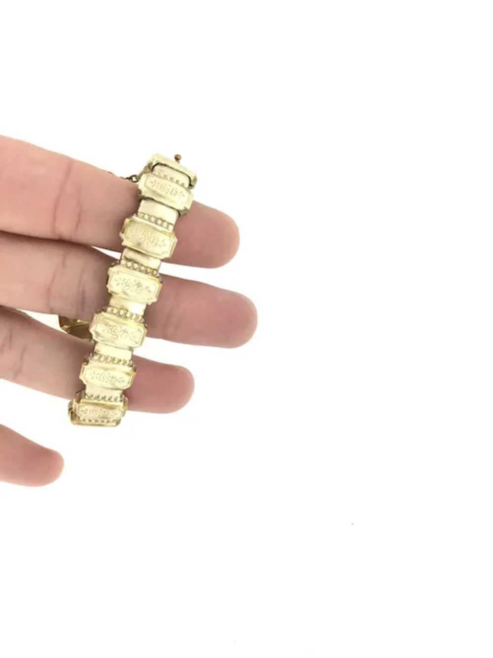 Embossed Articulated Bracelet Gold Filled Victori… - image 5