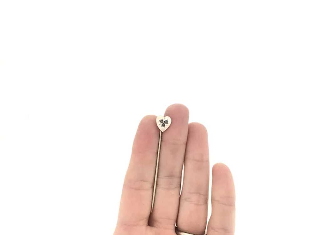 Edwardian Stick Pin Lapel Tie Etched Heart Paste … - image 5