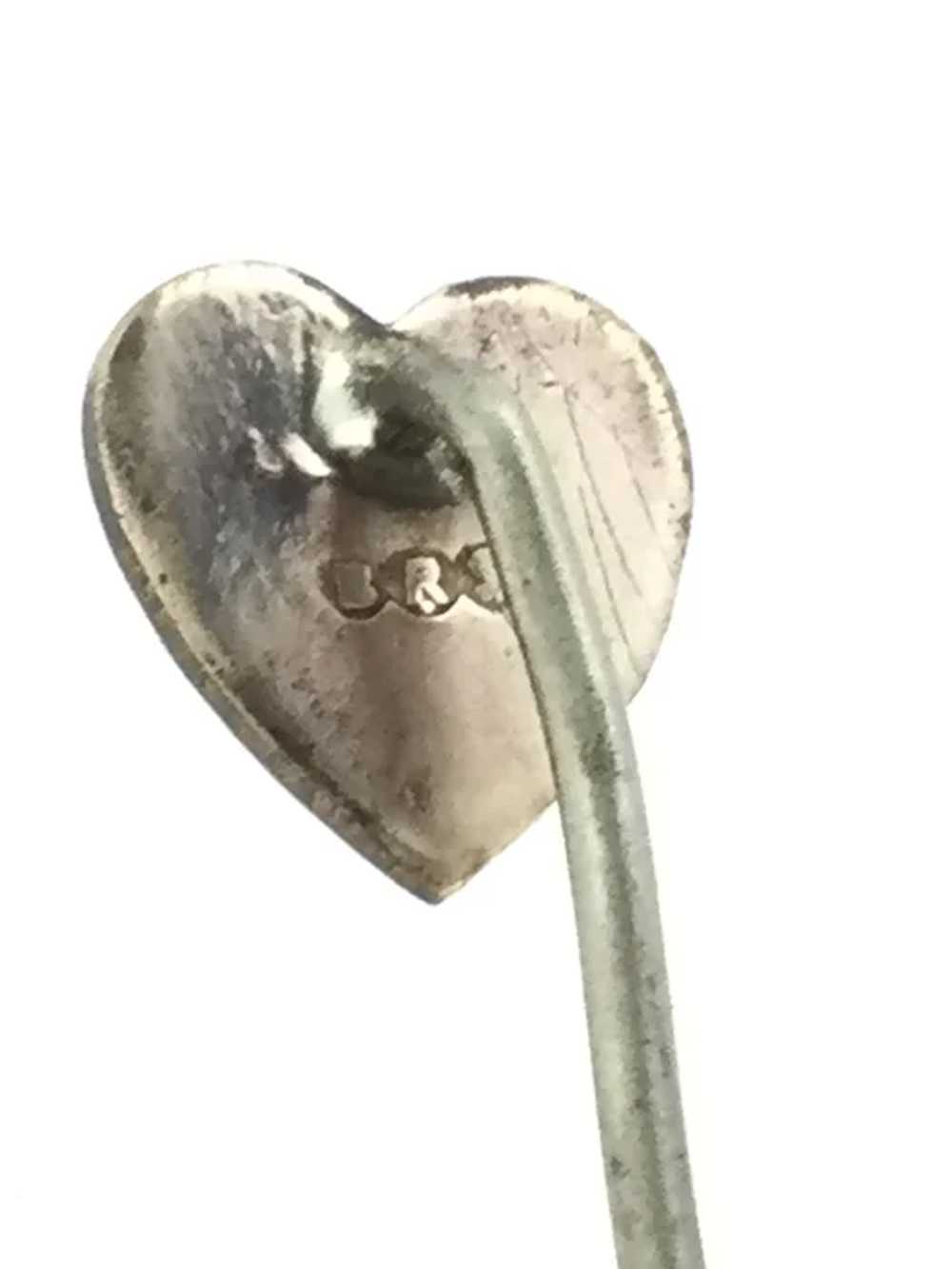 Edwardian Stick Pin Lapel Tie Etched Heart Paste … - image 6