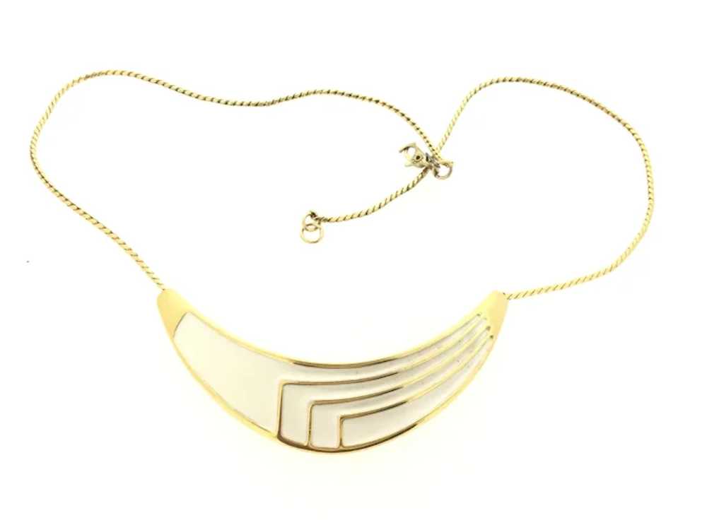 Monet 1980s Enamel Gold Plate Necklace 17 Inches - image 2