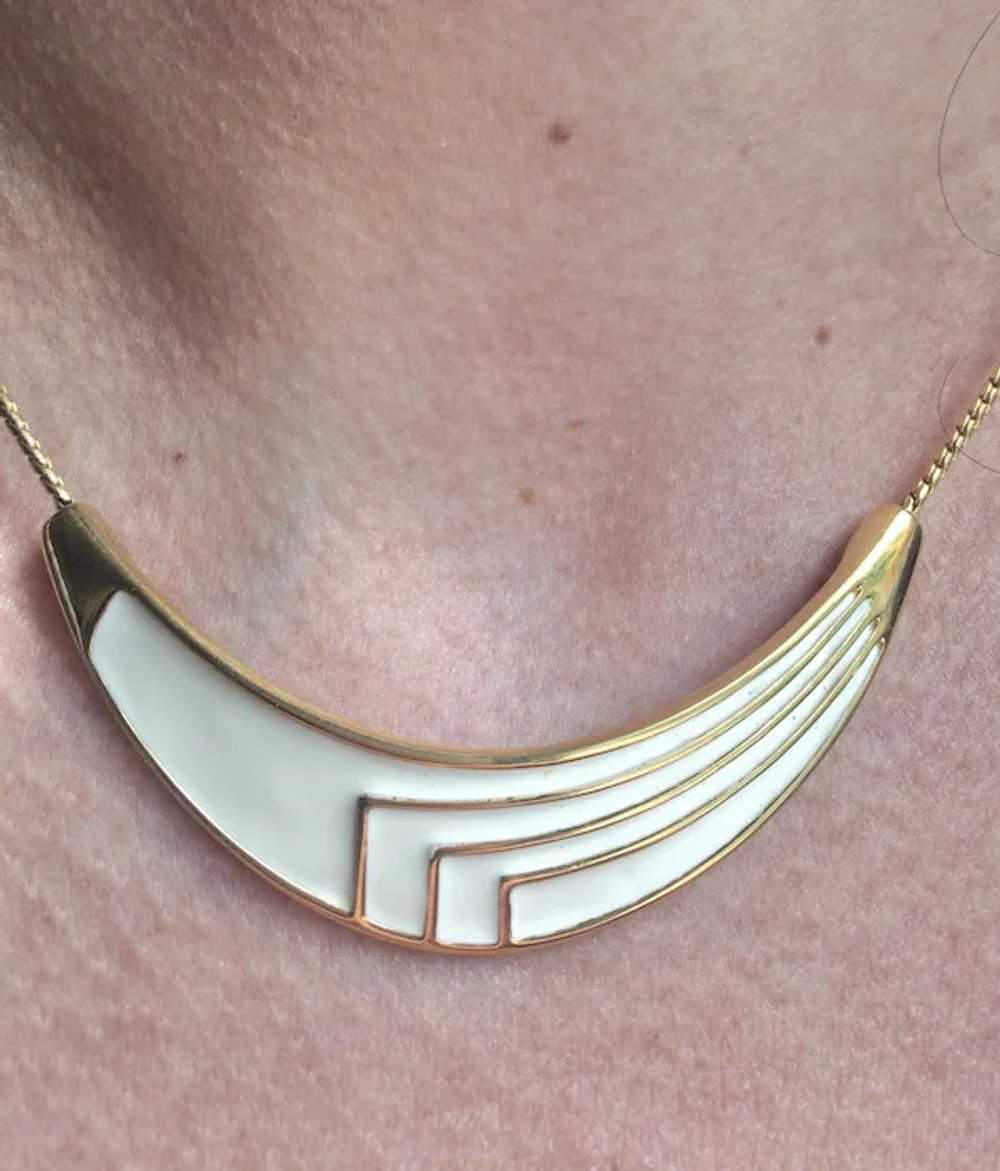 Monet 1980s Enamel Gold Plate Necklace 17 Inches - image 3