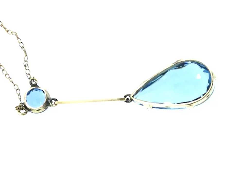 Edwardian 9CT Gold Lariat Necklace Blue Paste Sto… - image 6