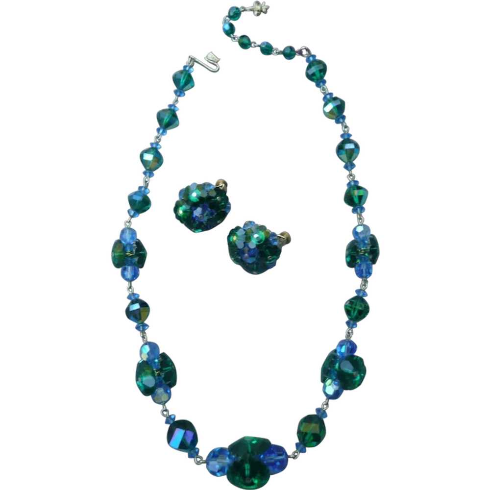 Beautiful Vintage Vendome Sea Green and Blue Neck… - image 1