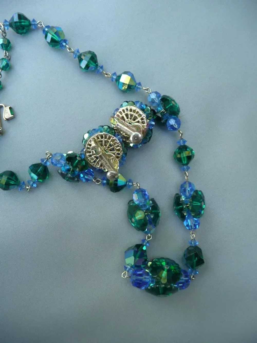 Beautiful Vintage Vendome Sea Green and Blue Neck… - image 2