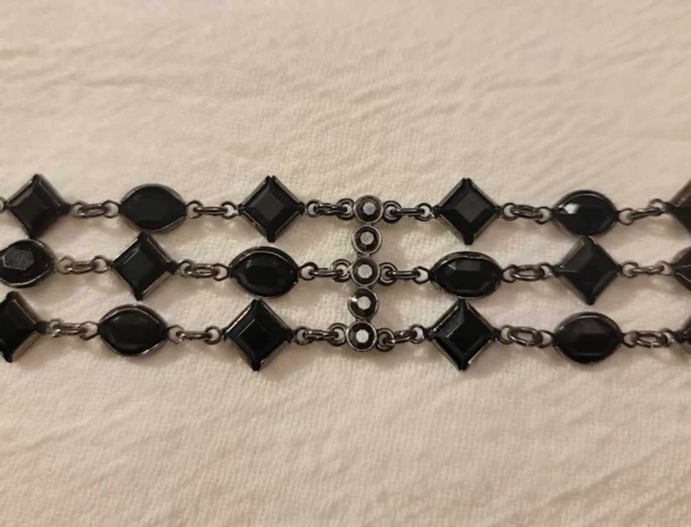 Jet glass and gun metal 3 strand bracelet - image 10