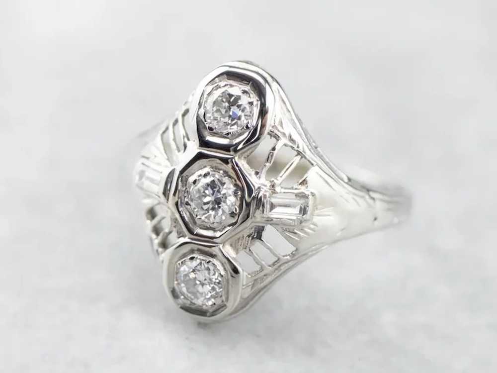 Art Deco European Cut Diamond Dinner Ring - image 3