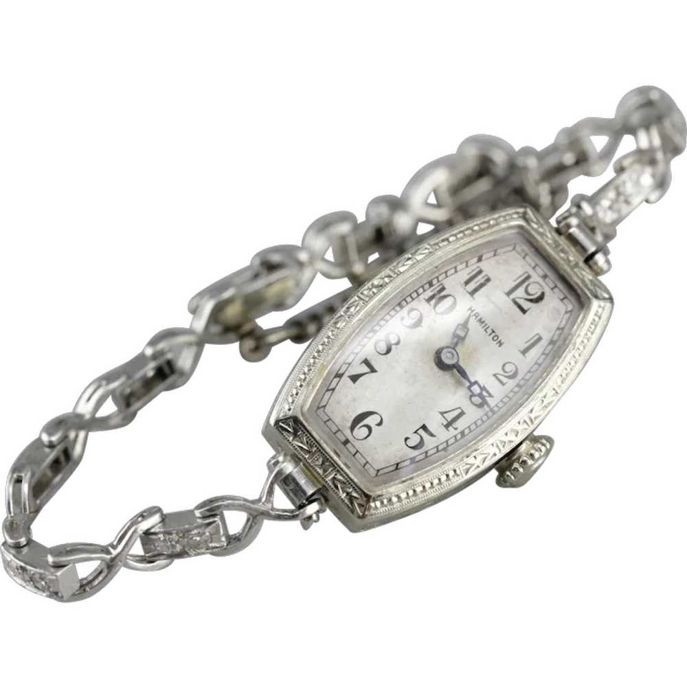 Art Deco Ladies Hamilton Diamond Wrist Watch - image 1