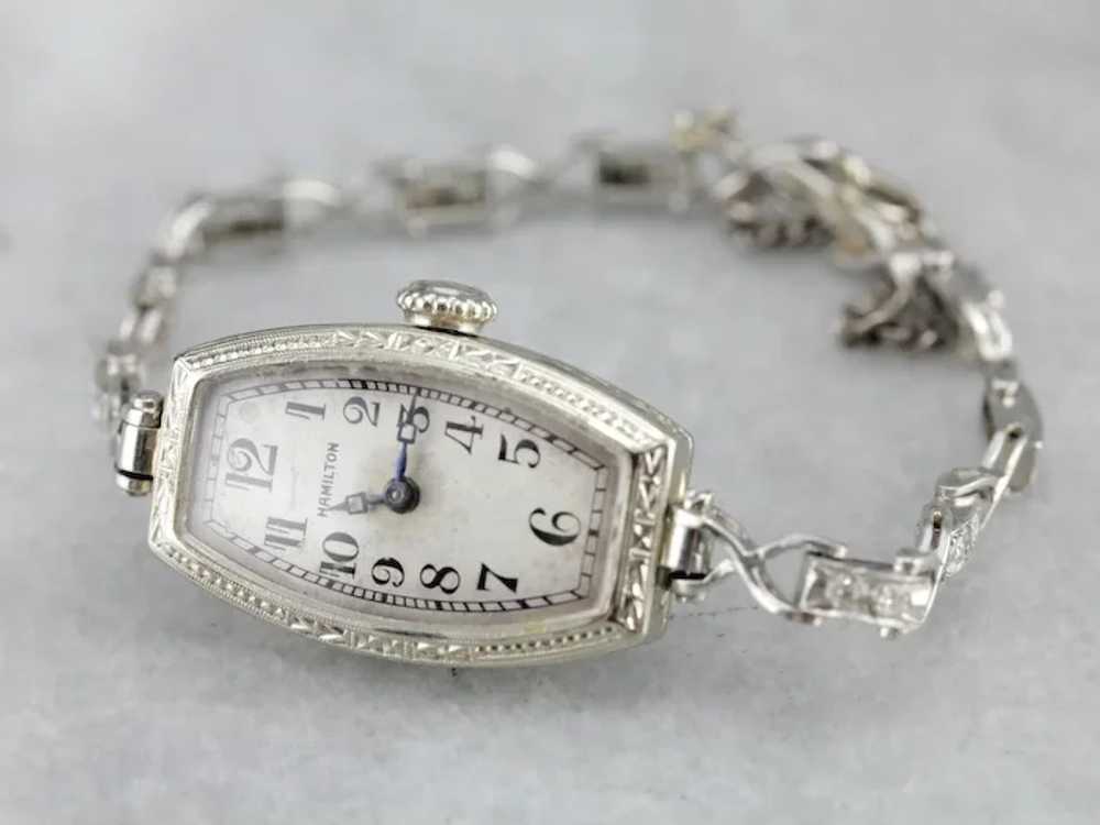 Art Deco Ladies Hamilton Diamond Wrist Watch - image 2