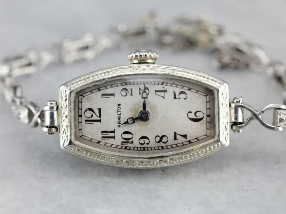 Art Deco Ladies Hamilton Diamond Wrist Watch - image 3