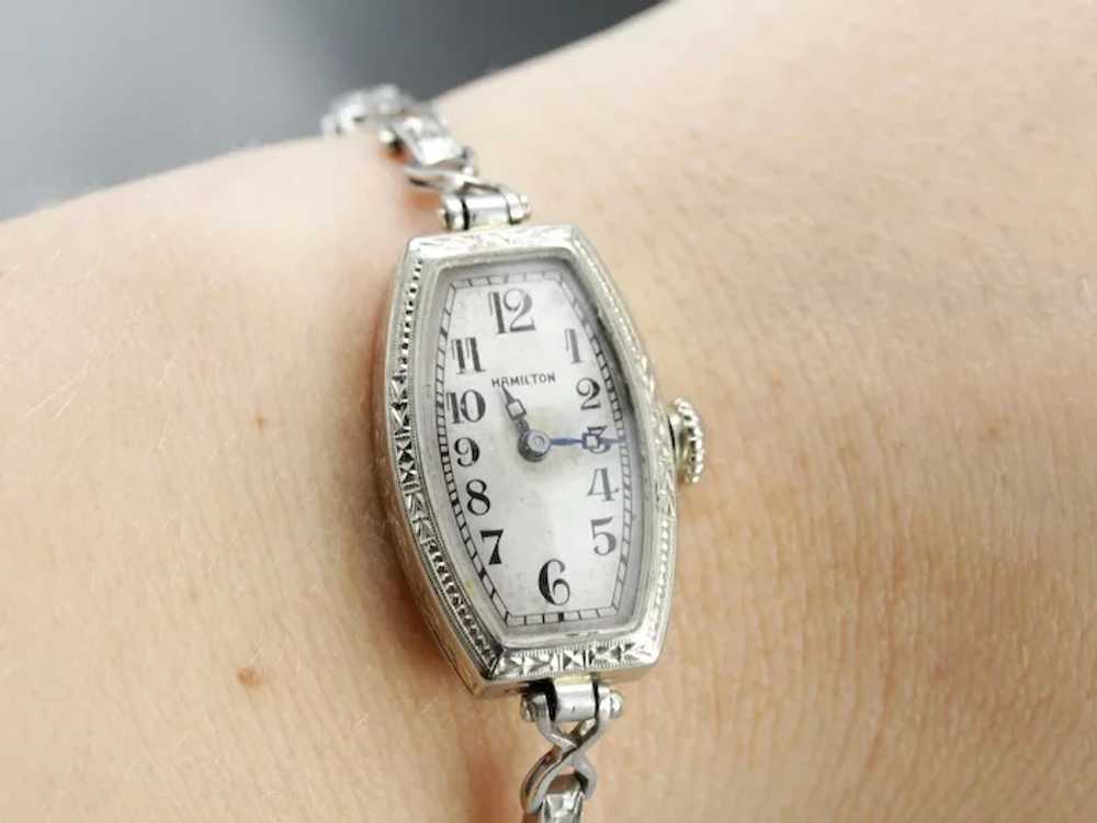 Art Deco Ladies Hamilton Diamond Wrist Watch - image 6