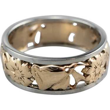 Two Tone Floral Filigree Band