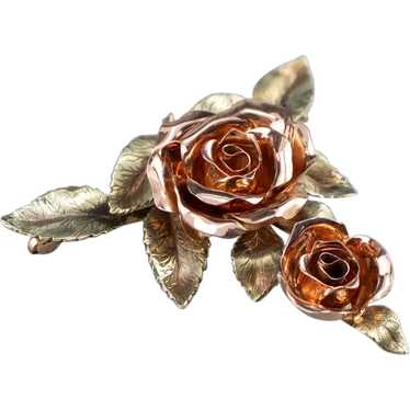 Vintage Sculpted Rose Brooch Pendant - image 1