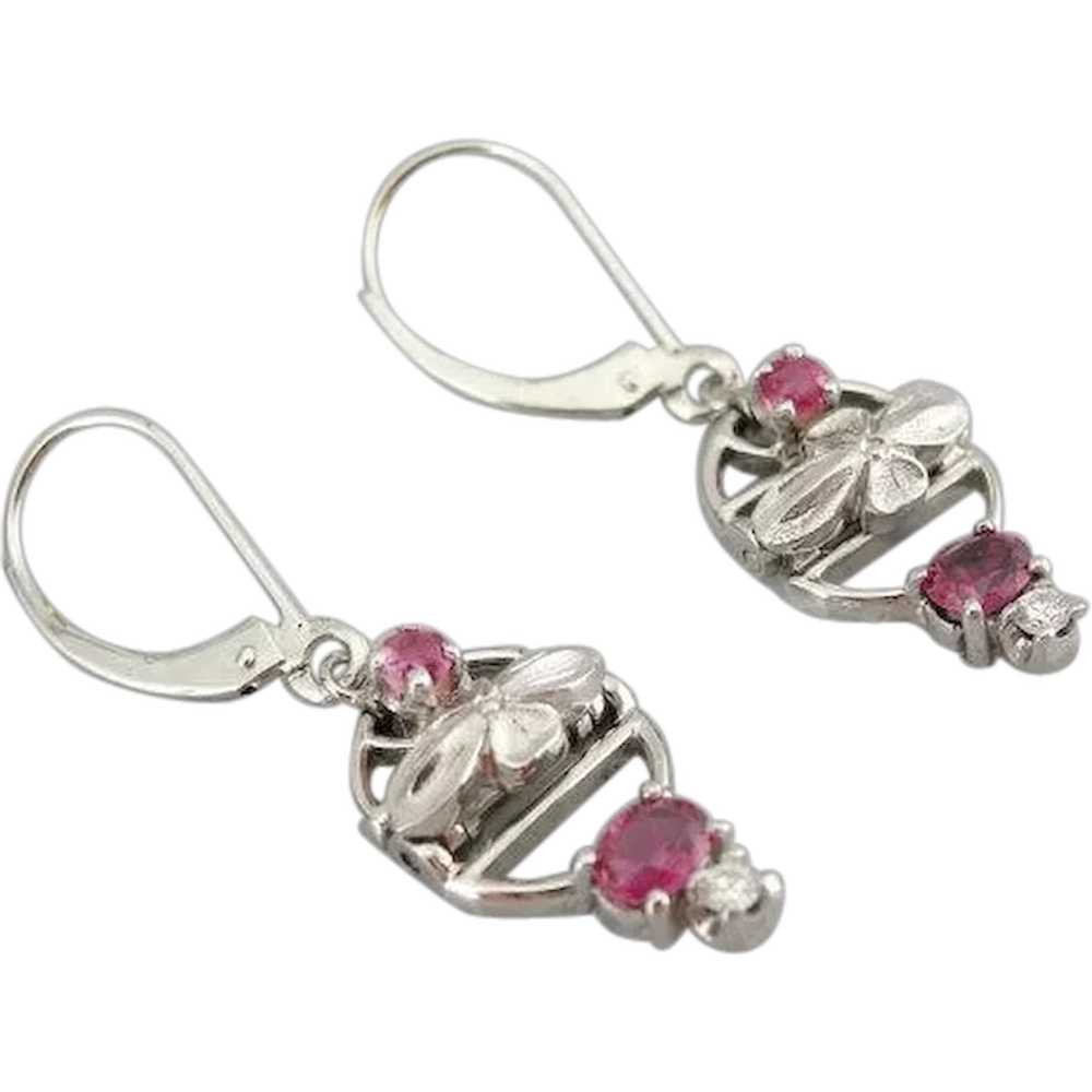 Sparkling Upcycled Ruby Drop Earrings - image 1