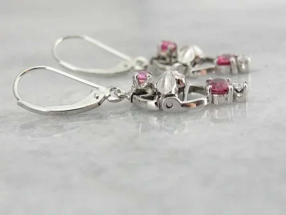 Sparkling Upcycled Ruby Drop Earrings - image 2