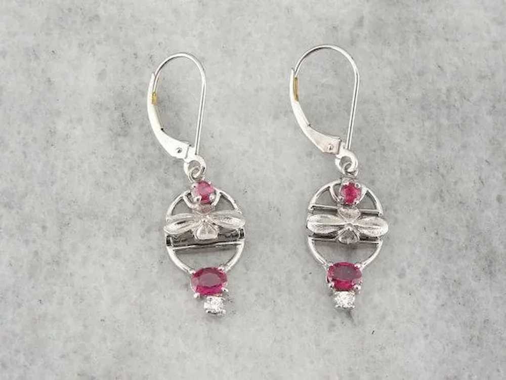 Sparkling Upcycled Ruby Drop Earrings - image 3