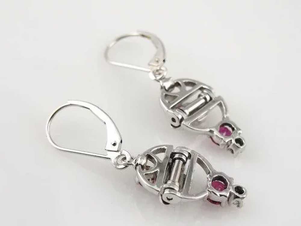 Sparkling Upcycled Ruby Drop Earrings - image 4