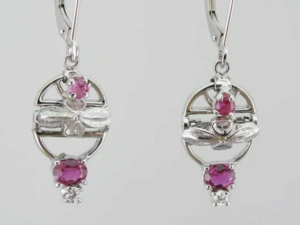 Sparkling Upcycled Ruby Drop Earrings - image 5