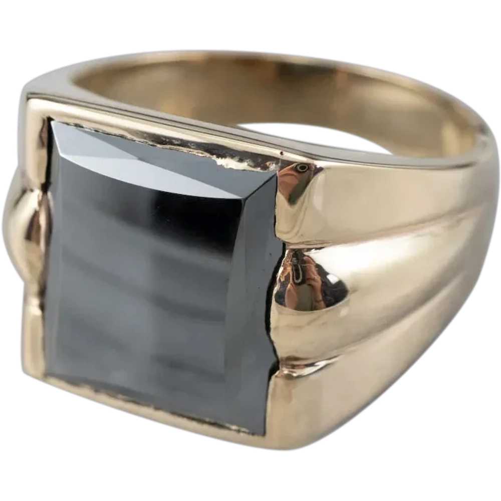 Vintage Men's Hematite Statement Ring - image 1