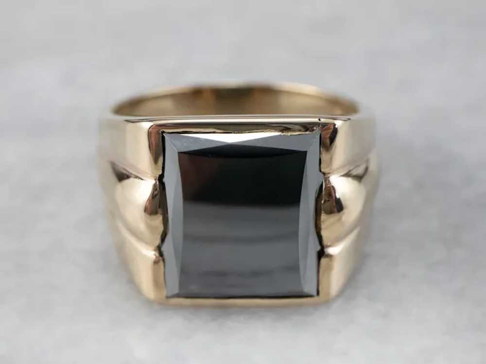 Vintage Men's Hematite Statement Ring - image 2