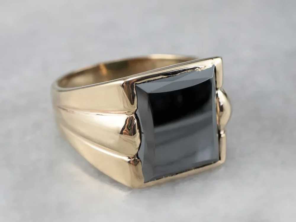 Vintage Men's Hematite Statement Ring - image 3