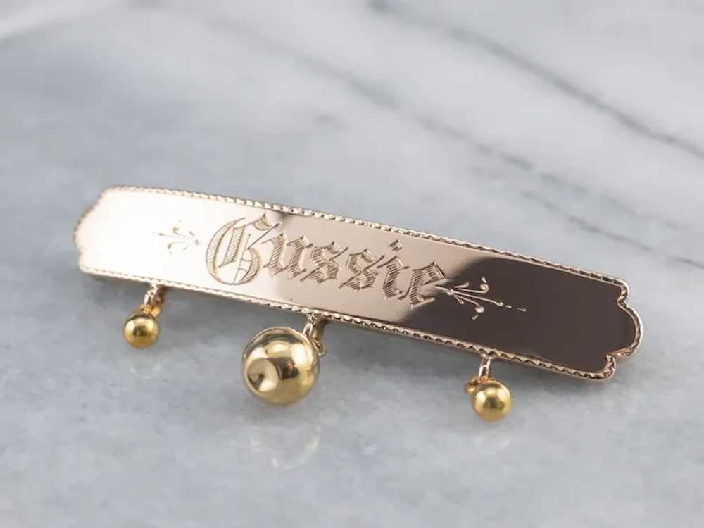 Antique "Gussie" Bar Pin Brooch - image 3