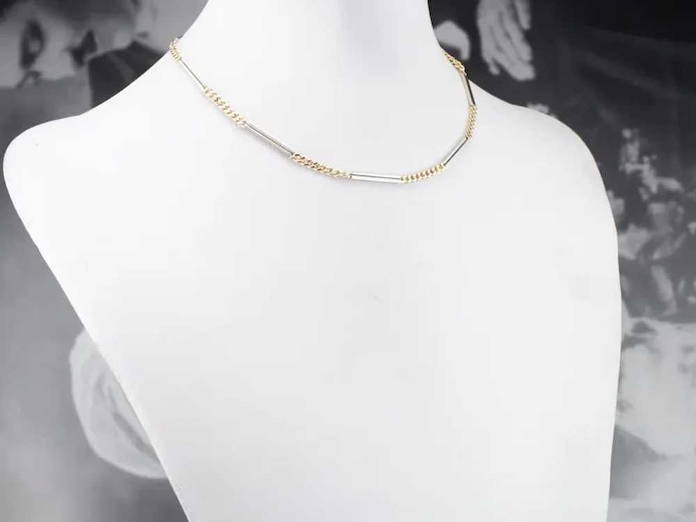 Two Tone 14K Elongated Link Pocket Watch Chain - image 5