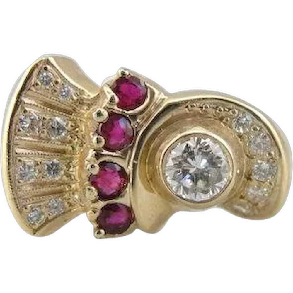Fun Ruby and Diamond Cocktail Ring from the Retro… - image 1