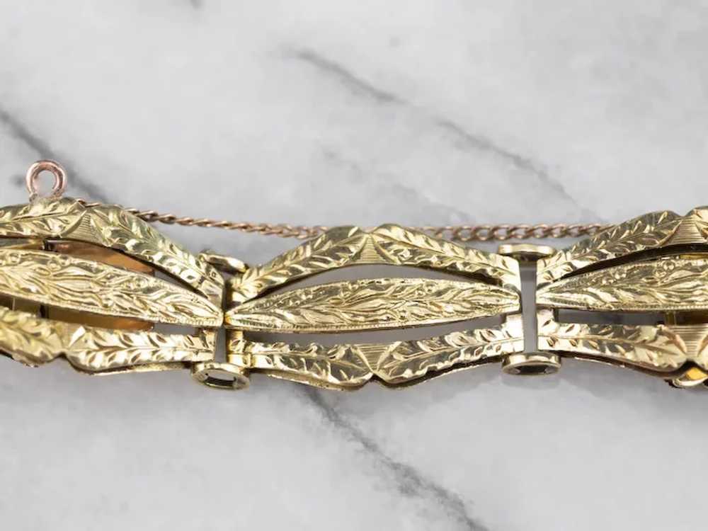 Antique Engraved Panel Link Bracelet - image 5