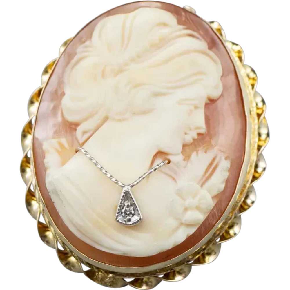 Mid-Century Diamond Cameo Pin or Pendant - image 1