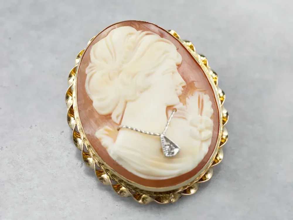 Mid-Century Diamond Cameo Pin or Pendant - image 2