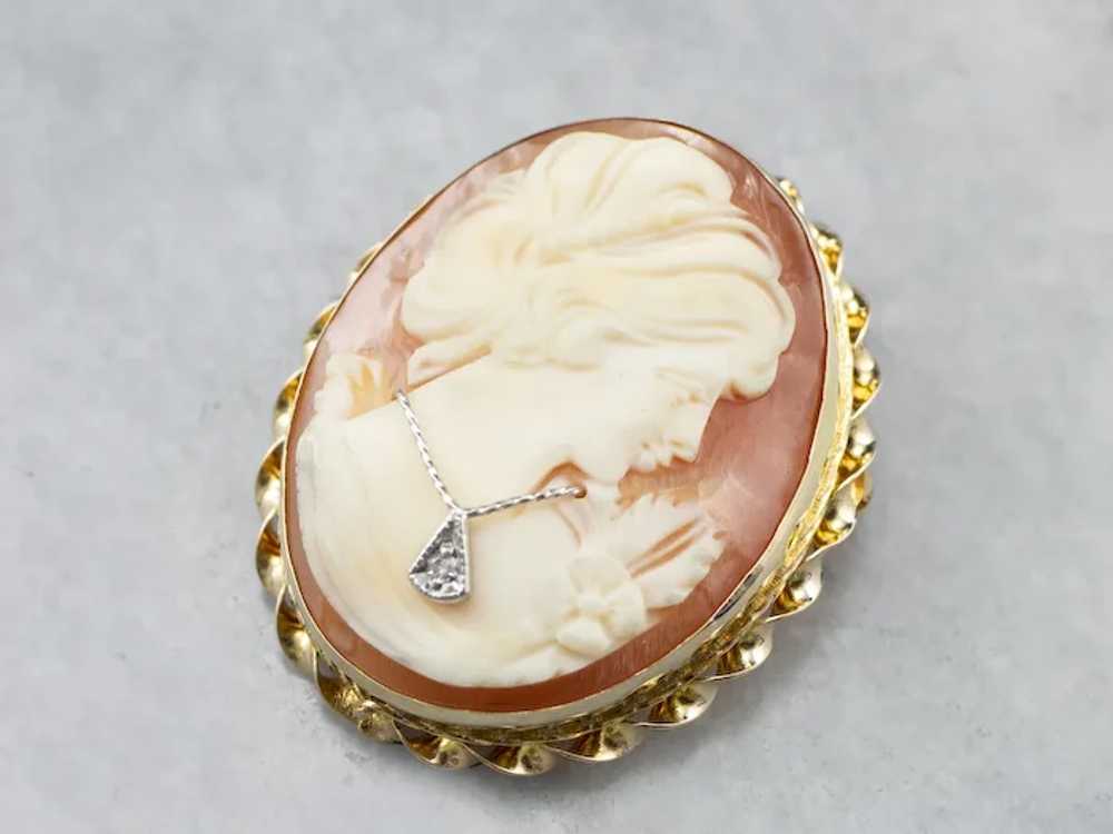 Mid-Century Diamond Cameo Pin or Pendant - image 3