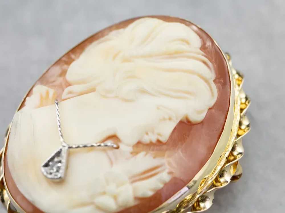 Mid-Century Diamond Cameo Pin or Pendant - image 4