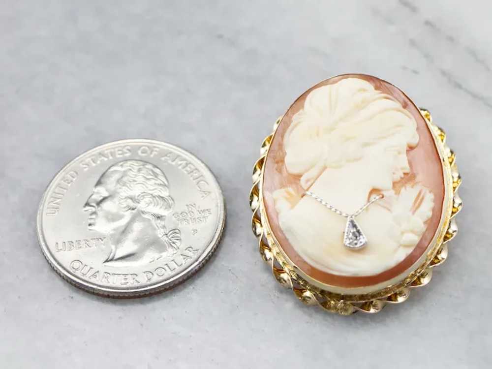 Mid-Century Diamond Cameo Pin or Pendant - image 5