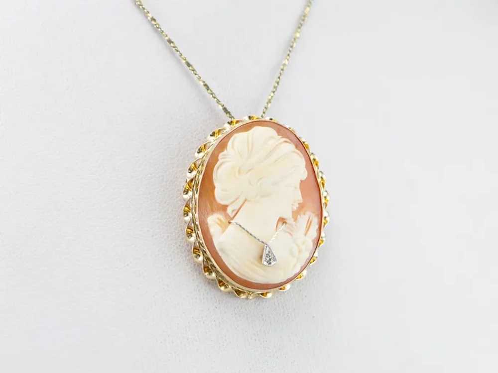 Mid-Century Diamond Cameo Pin or Pendant - image 8