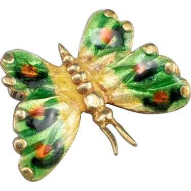 Italian 18 Karat Gold Enamel Butterfly Pin