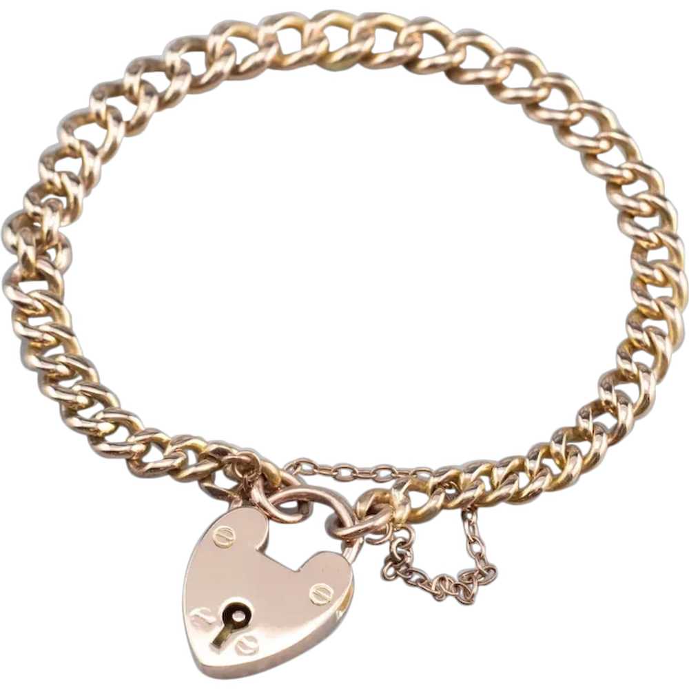 Antique Heart Padlock Chain Bracelet - image 1