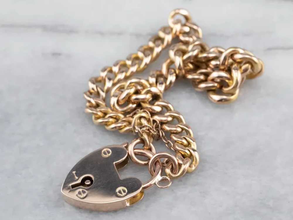 Antique Heart Padlock Chain Bracelet - image 4