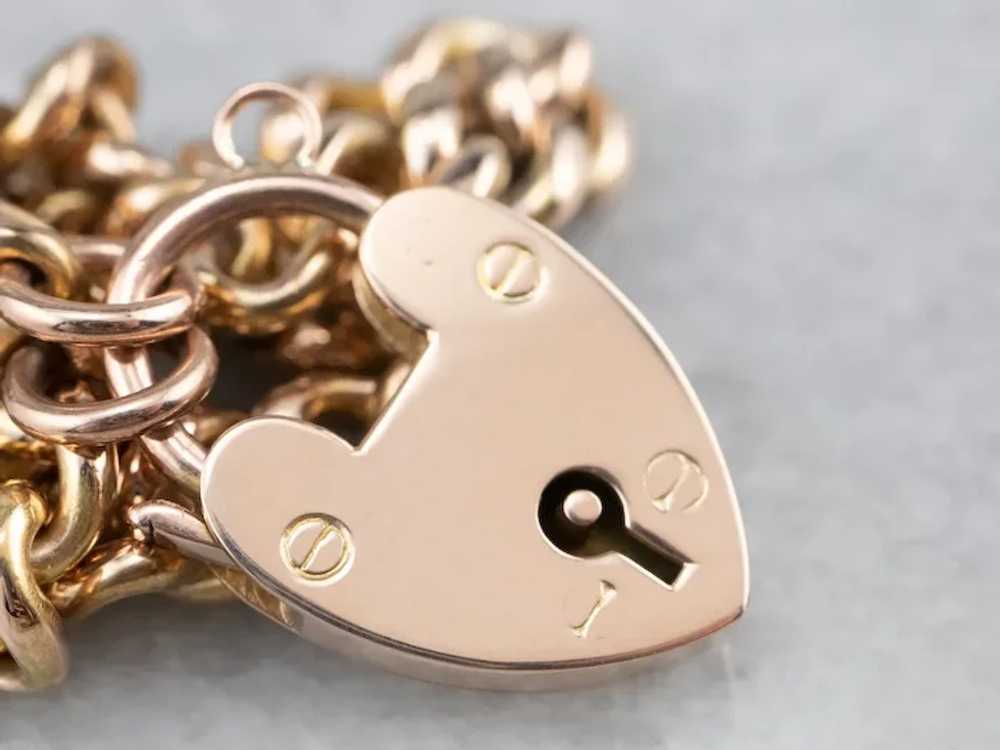 Antique Heart Padlock Chain Bracelet - image 6