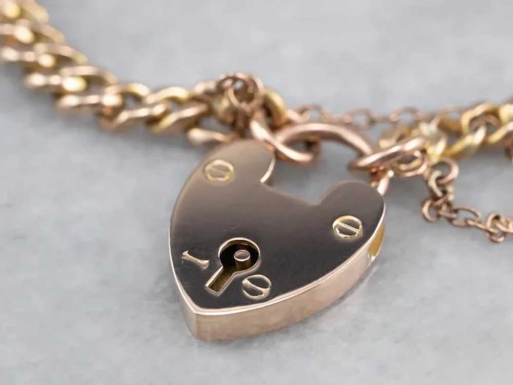 Antique Heart Padlock Chain Bracelet - image 7