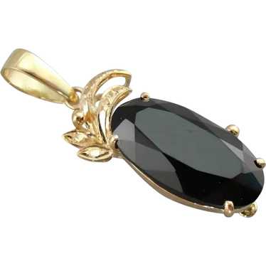 Mid-Century Sleek Black Onyx Pendant with Faceted… - image 1