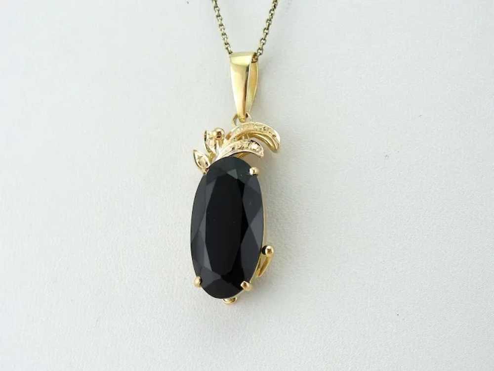 Mid-Century Sleek Black Onyx Pendant with Faceted… - image 4