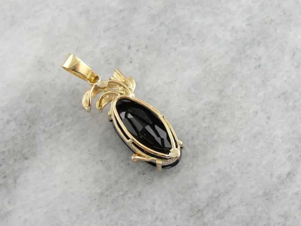 Mid-Century Sleek Black Onyx Pendant with Faceted… - image 5