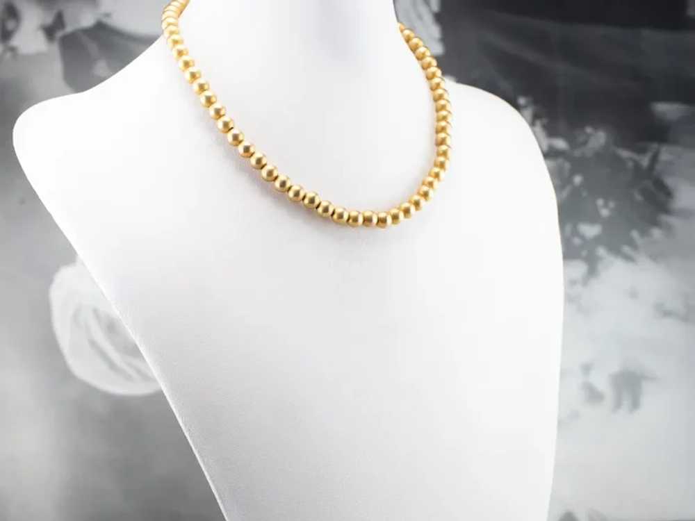 Vintage 14 Karat Gold Beaded Chocker Necklace - image 5