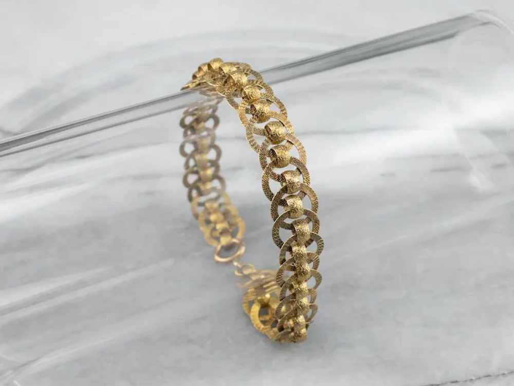 Victorian 14 Karat Gold Textured Chain Link Brace… - image 10