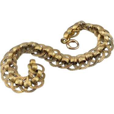 Victorian 14 Karat Gold Textured Chain Link Brace… - image 1