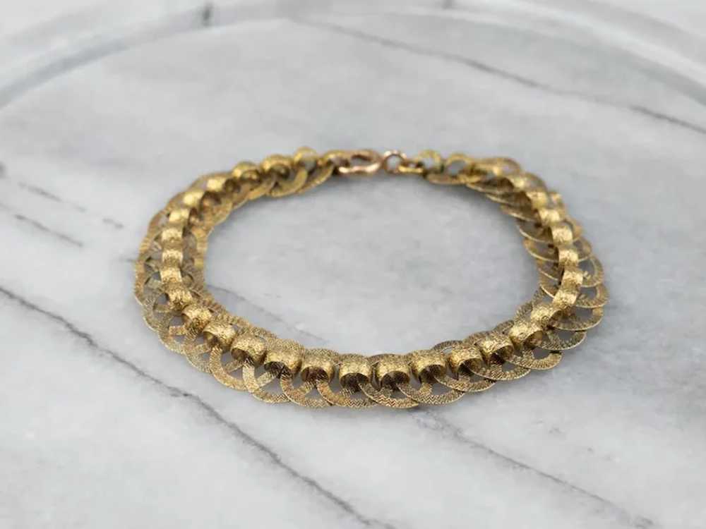 Victorian 14 Karat Gold Textured Chain Link Brace… - image 2