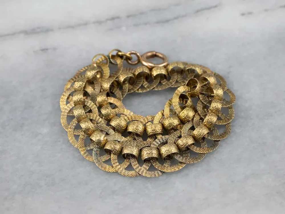 Victorian 14 Karat Gold Textured Chain Link Brace… - image 4