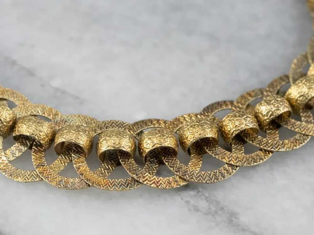 Victorian 14 Karat Gold Textured Chain Link Brace… - image 5